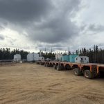 Donald Rigging trailer on site, ready for loading.
